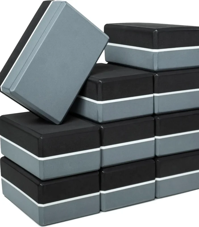 4" Striped Yoga Block, 10 Pack Bulk EVA Foam Yoga Blocks, Firm and Supportive Yoga Brick, Balance Foam for Stretching, Pilates,